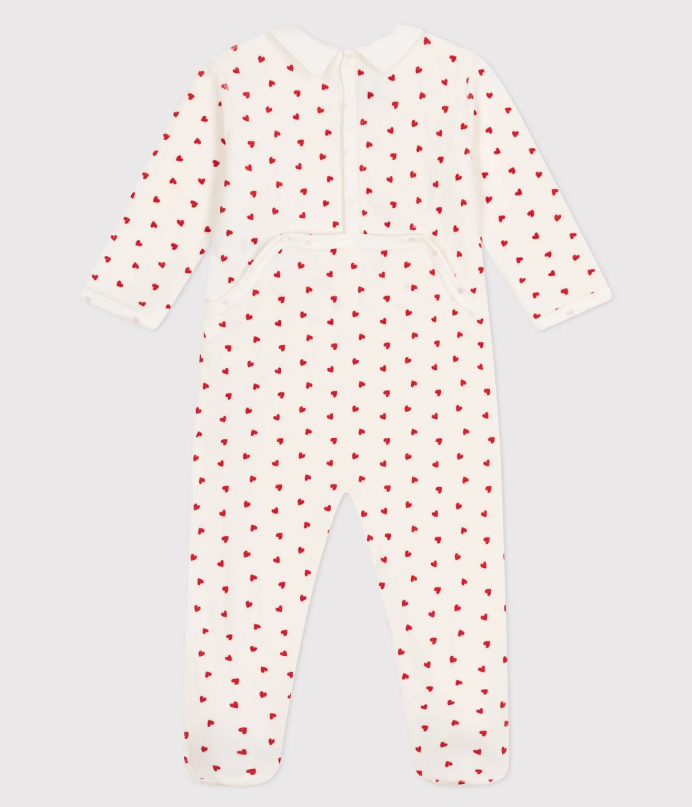 Petit Bateau Schlafanzüge, Strampler*Strampler aus Nicki mit Herzmotiv weiss MARSHMALLOW/ROT TERKUIT