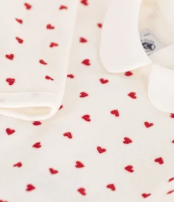 Petit Bateau Schlafanzüge, Strampler*Strampler aus Nicki mit Herzmotiv weiss MARSHMALLOW/ROT TERKUIT