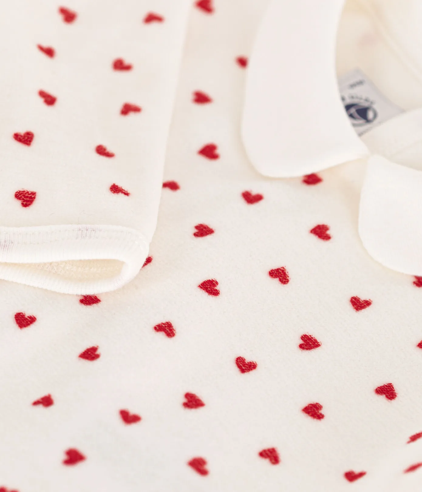 Petit Bateau Schlafanzüge, Strampler*Strampler aus Nicki mit Herzmotiv weiss MARSHMALLOW/ROT TERKUIT
