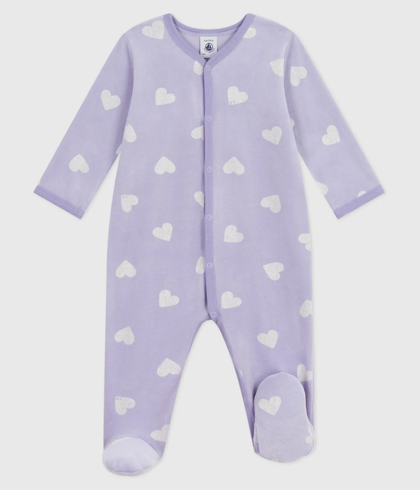 Petit Bateau Schlafanzüge, Strampler*Strampler aus Nicki mit Herzmotiv weiss SQUAW/ MARSHMALLOW