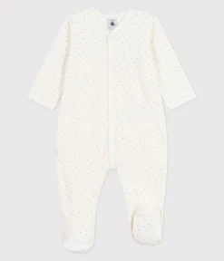 Petit Bateau Schlafanzüge, Strampler*Strampler aus Nicki mit kleinen Herzen weiss MARSHMALLOW/weiss MISTIGRI