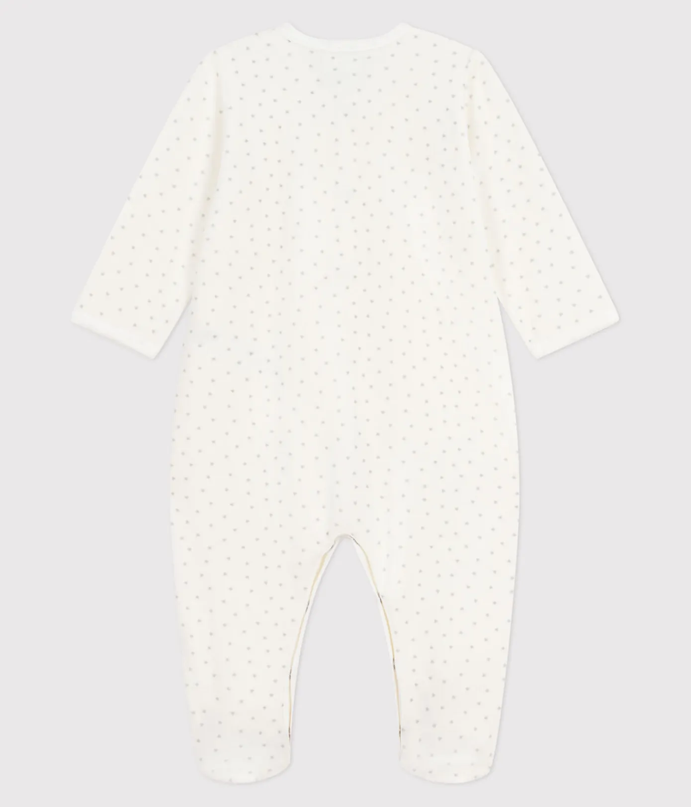 Petit Bateau Schlafanzüge, Strampler*Strampler aus Nicki mit kleinen Herzen weiss MARSHMALLOW/weiss MISTIGRI