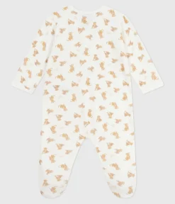 Petit Bateau Schlafanzüge, Strampler*Strampler aus Nicki mit Leoparden-Motiv weiss MARSHMALLOW/weiss MULTICO