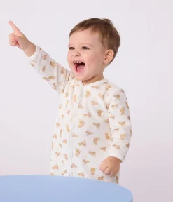 Petit Bateau Schlafanzüge, Strampler*Strampler aus Nicki mit Leoparden-Motiv weiss MARSHMALLOW/weiss MULTICO