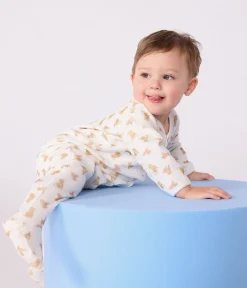 Petit Bateau Schlafanzüge, Strampler*Strampler aus Nicki mit Leoparden-Motiv weiss MARSHMALLOW/weiss MULTICO