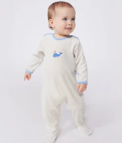 Petit Bateau Schlafanzüge, Strampler*Strampler aus Nicki mit rückseitiger Öffnung beige MONTELIMAR CHINE