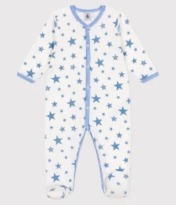 Petit Bateau Schlafanzüge, Strampler*Strampler aus Nicki mit Sternmotiv weiss MARSHMALLOW/blau ALASKA
