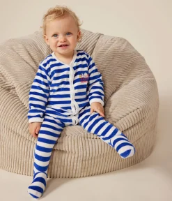 Petit Bateau Schlafanzüge, Strampler*Strampler aus Nicki mit Weihnachtsmotiven blau CALVIN/ MARSHMALLOW