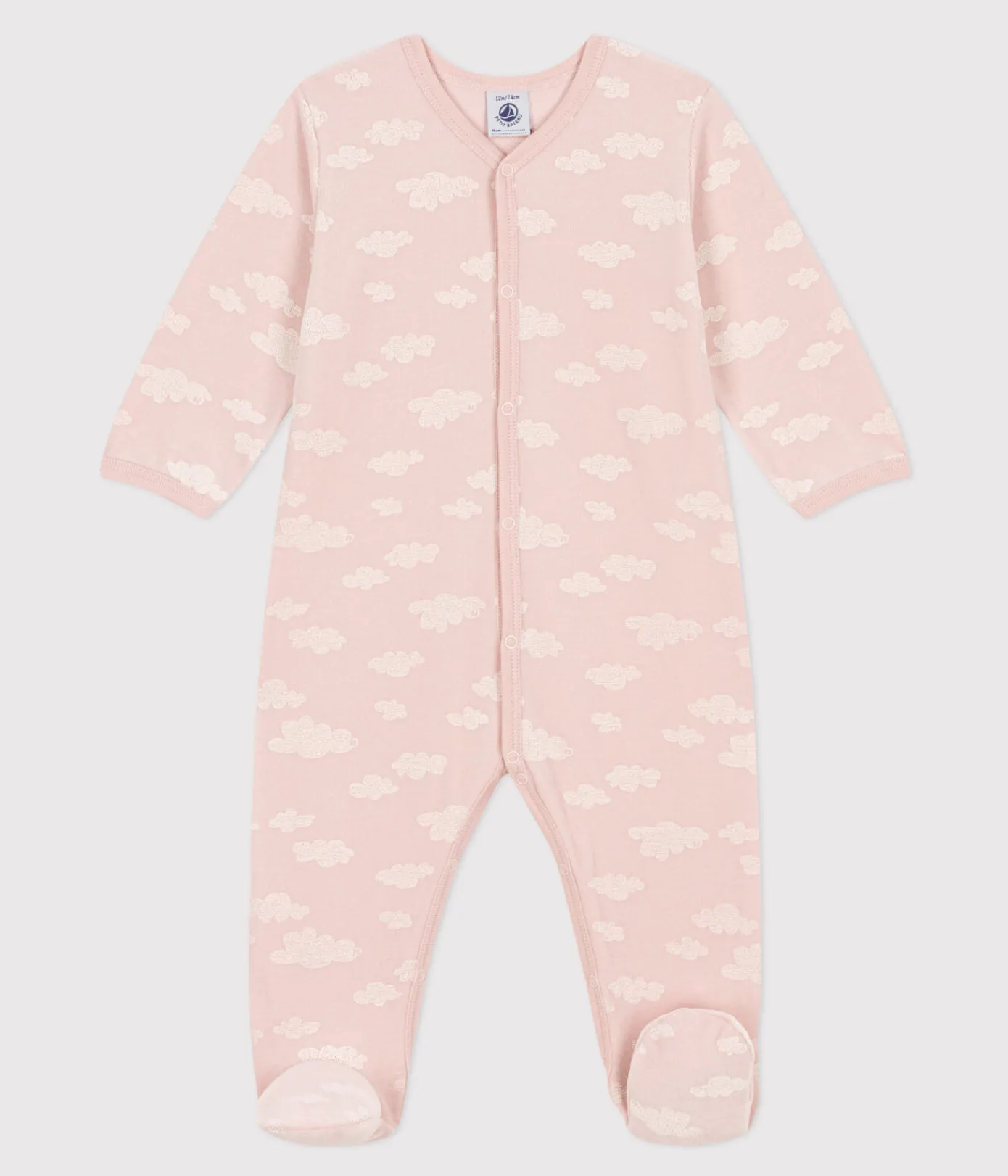 Petit Bateau Schlafanzüge, Strampler*Strampler aus Nicki mit Wolkenmotiv SALINE/ MARSHMALLOW