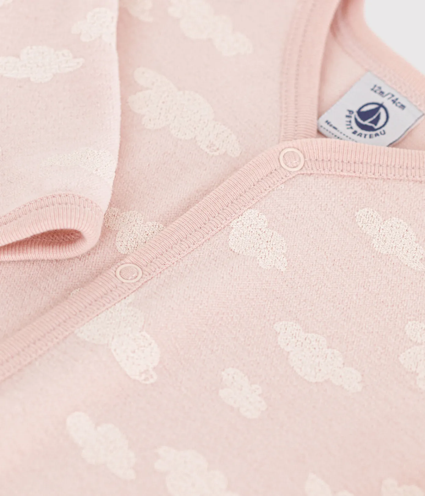 Petit Bateau Schlafanzüge, Strampler*Strampler aus Nicki mit Wolkenmotiv SALINE/ MARSHMALLOW
