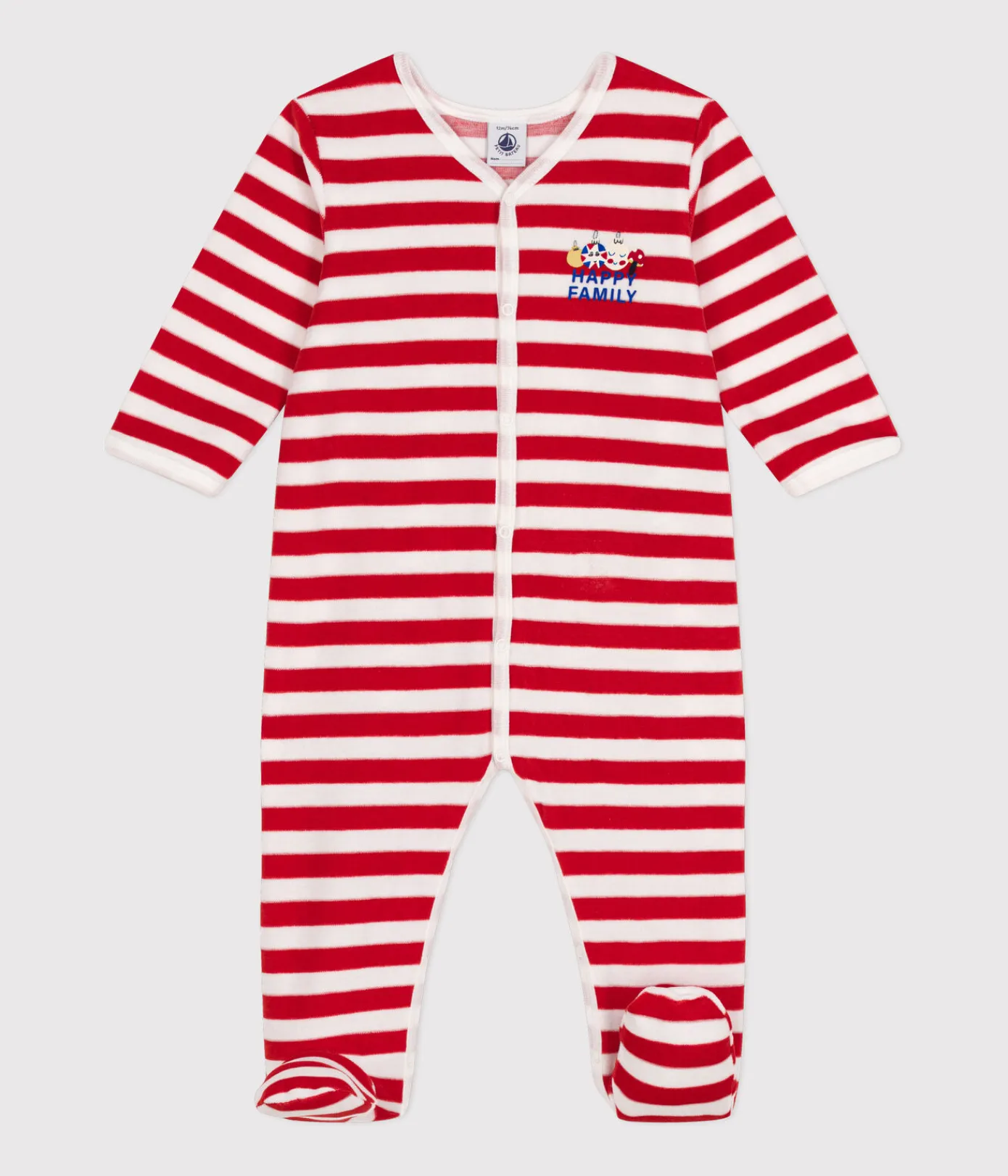 Petit Bateau Schlafanzüge, Strampler*Strampler aus Nicki mit Weihnachtsmotiven ROT AURORA/ MARSHMALLOW