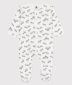 Petit Bateau Schlafanzüge, Strampler*Strampler aus Nicki mit Zebra-Motiv blau MILK/ SOIR