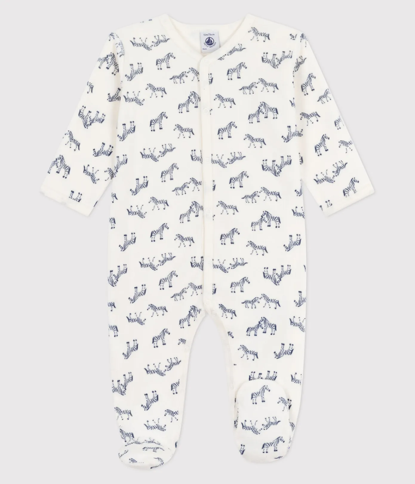 Petit Bateau Schlafanzüge, Strampler*Strampler aus Nicki mit Zebra-Motiv blau MILK/ SOIR