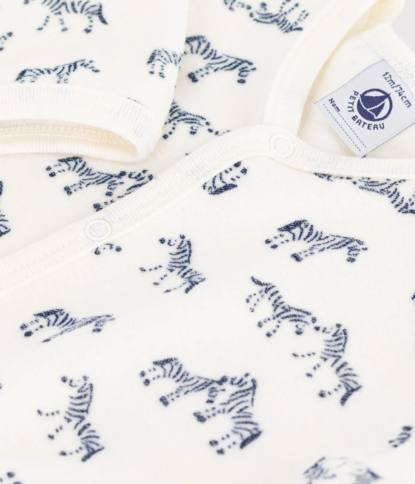 Petit Bateau Schlafanzüge, Strampler*Strampler aus Nicki mit Zebra-Motiv blau MILK/ SOIR