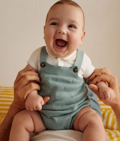 Petit Bateau Sets, Overalls & Latzhosen|Newborn*Strampler aus Zierstrick mit Trägern grün PAUL