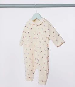Petit Bateau Sets, Overalls & Latzhosen|Newborn*Strampler mit Kragen aus Baumwolle und Blumenmuster weiss AVALANCHE/ MULTICO