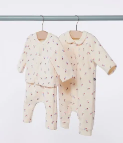 Petit Bateau Sets, Overalls & Latzhosen|Newborn*Strampler mit Kragen aus Baumwolle und Blumenmuster weiss AVALANCHE/ MULTICO