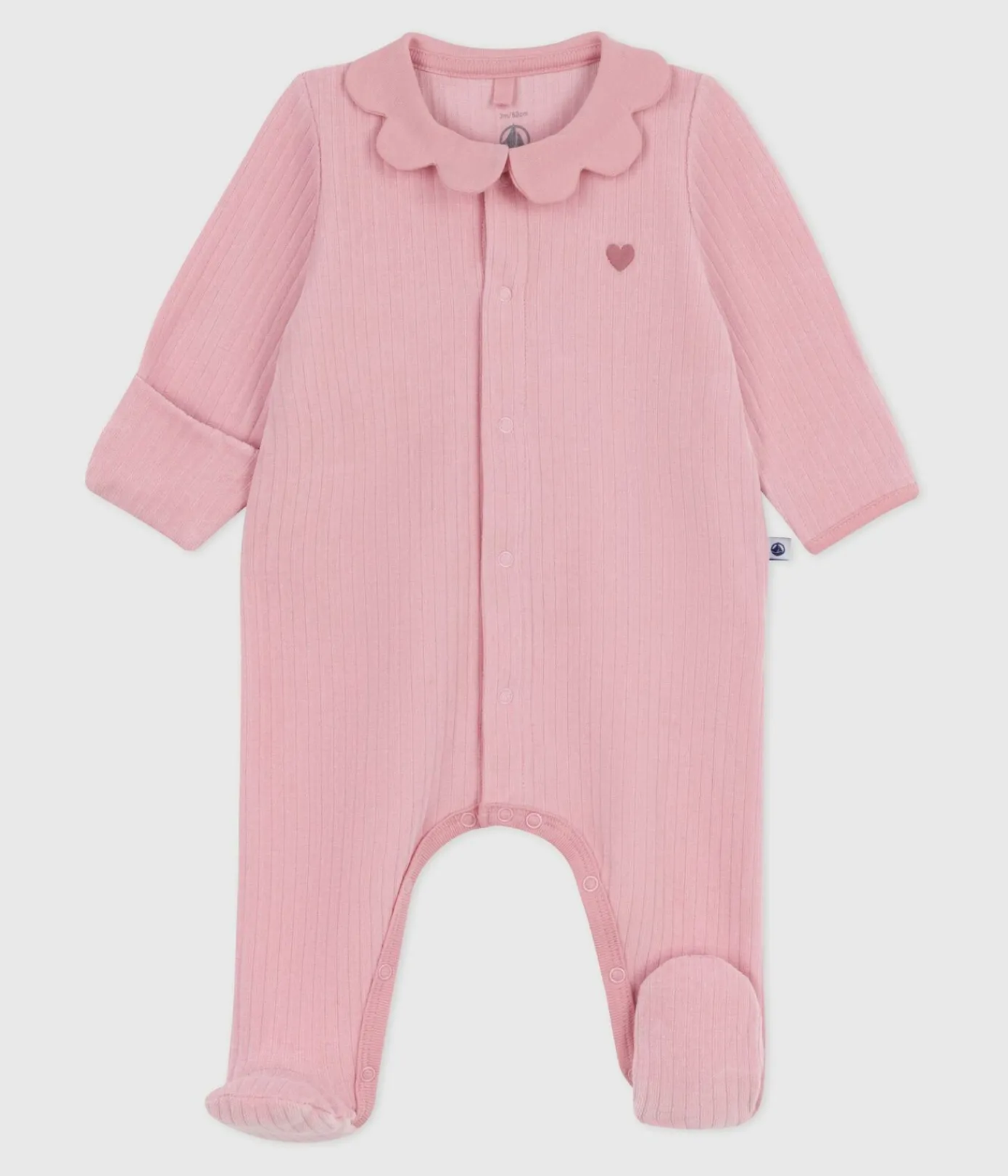 Petit Bateau Schlafanzüge, Strampler|Newborn*Strampler mit Kragen aus einfarbigem Nicki rosa CHARME