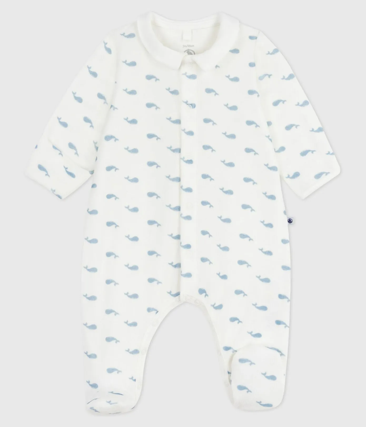 Petit Bateau Schlafanzüge, Strampler|Newborn*Strampler mit Kragen aus Nicki Walmotiv. MARSHMALLOW/ ADRIATIC