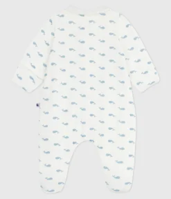 Petit Bateau Schlafanzüge, Strampler|Newborn*Strampler mit Kragen aus Nicki Walmotiv. MARSHMALLOW/ ADRIATIC