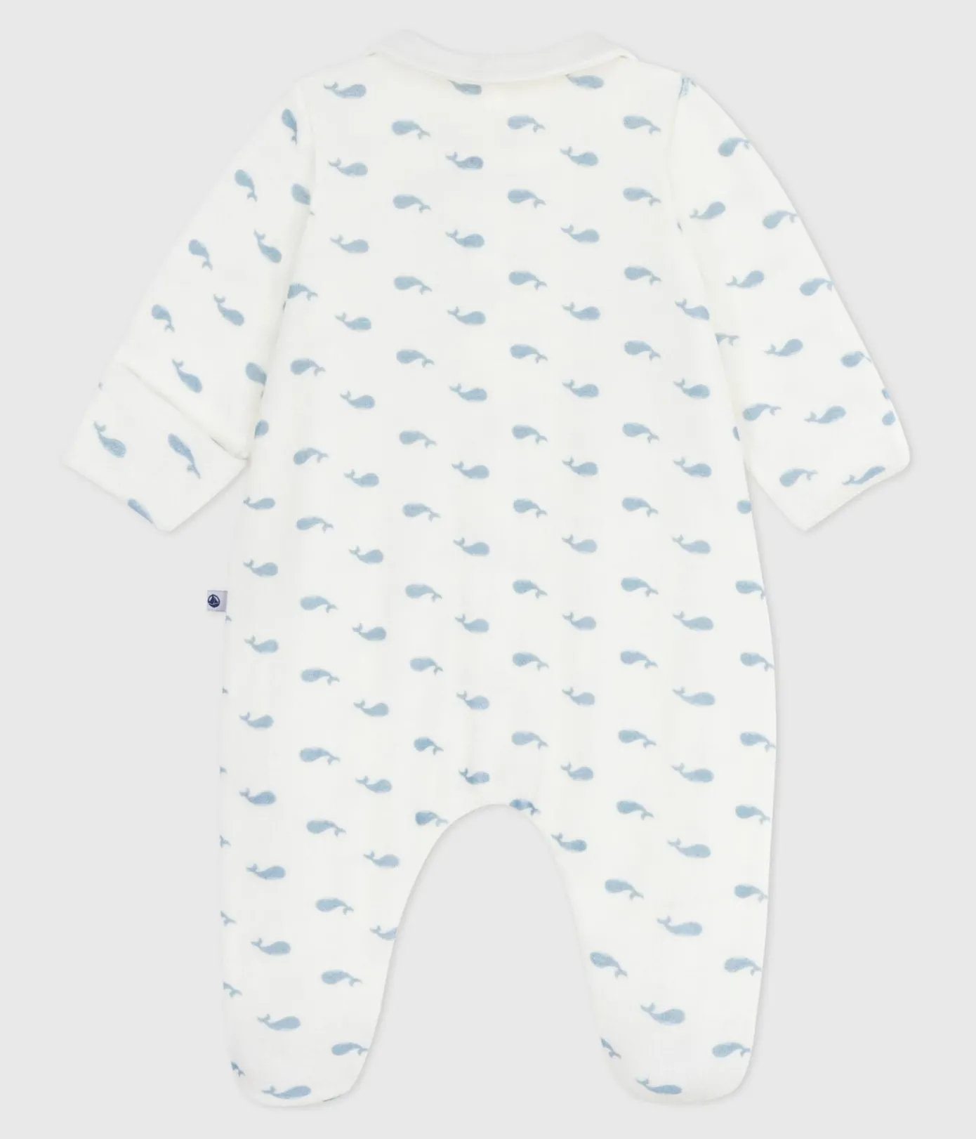 Petit Bateau Schlafanzüge, Strampler|Newborn*Strampler mit Kragen aus Nicki Walmotiv. MARSHMALLOW/ ADRIATIC