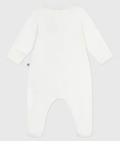 Petit Bateau Schlafanzüge, Strampler|Newborn*Strampler mit Kragen aus einfarbigem Nicki weiss MARSHMALLOW
