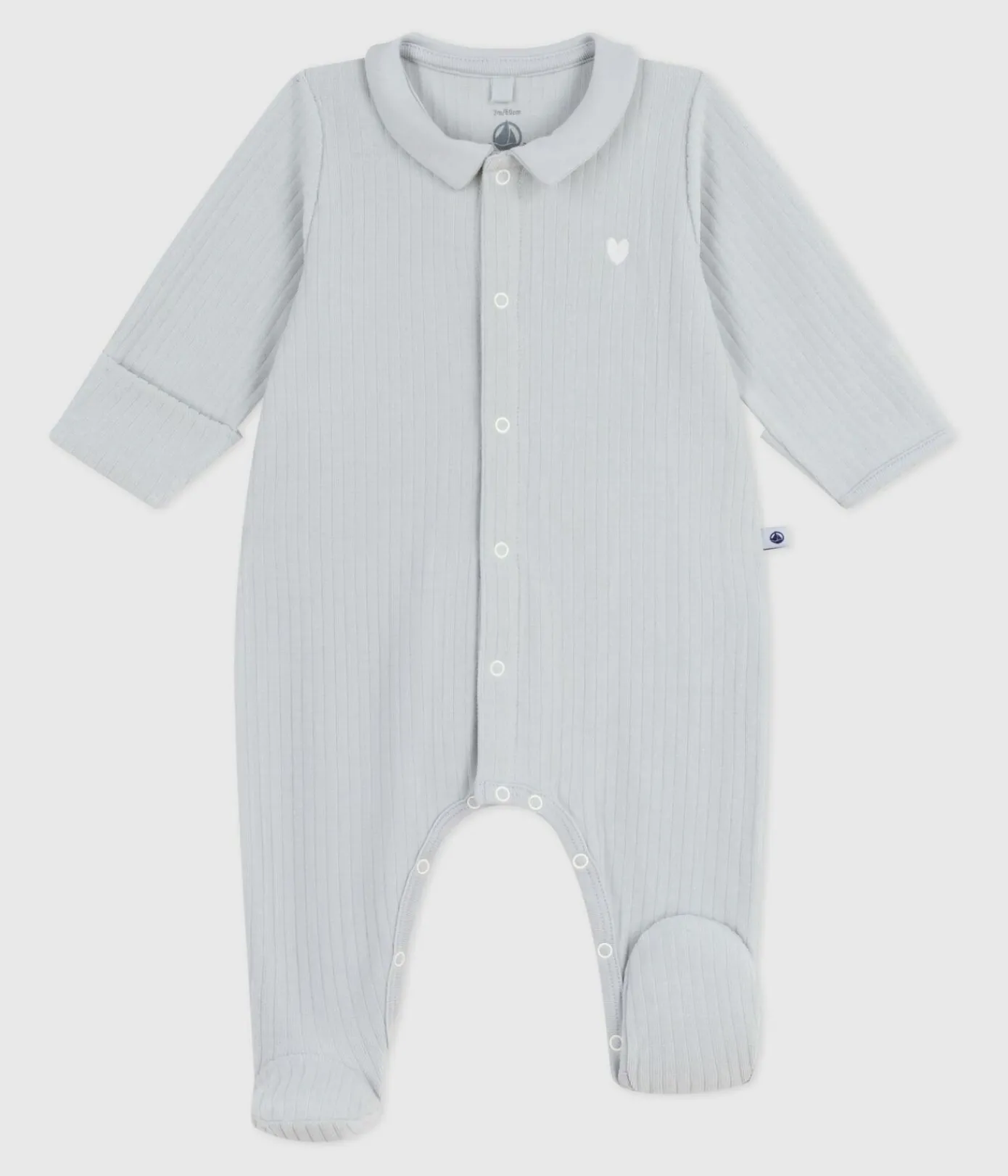 Petit Bateau Schlafanzüge, Strampler|Newborn*Strampler mit Kragen aus einfarbigem Nicki CO2
