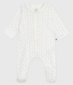 Petit Bateau Schlafanzüge, Strampler|Newborn*Strampler mit Kragen aus Baumwolle Herzmotiv weiss MARSHMALLOW/weiss MULTICO