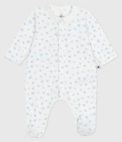 Petit Bateau Schlafanzüge, Strampler|Newborn*Strampler mit Kragen aus Baumwolle mit Herzmotiv MARSHMALLOW/ ADRIATIC