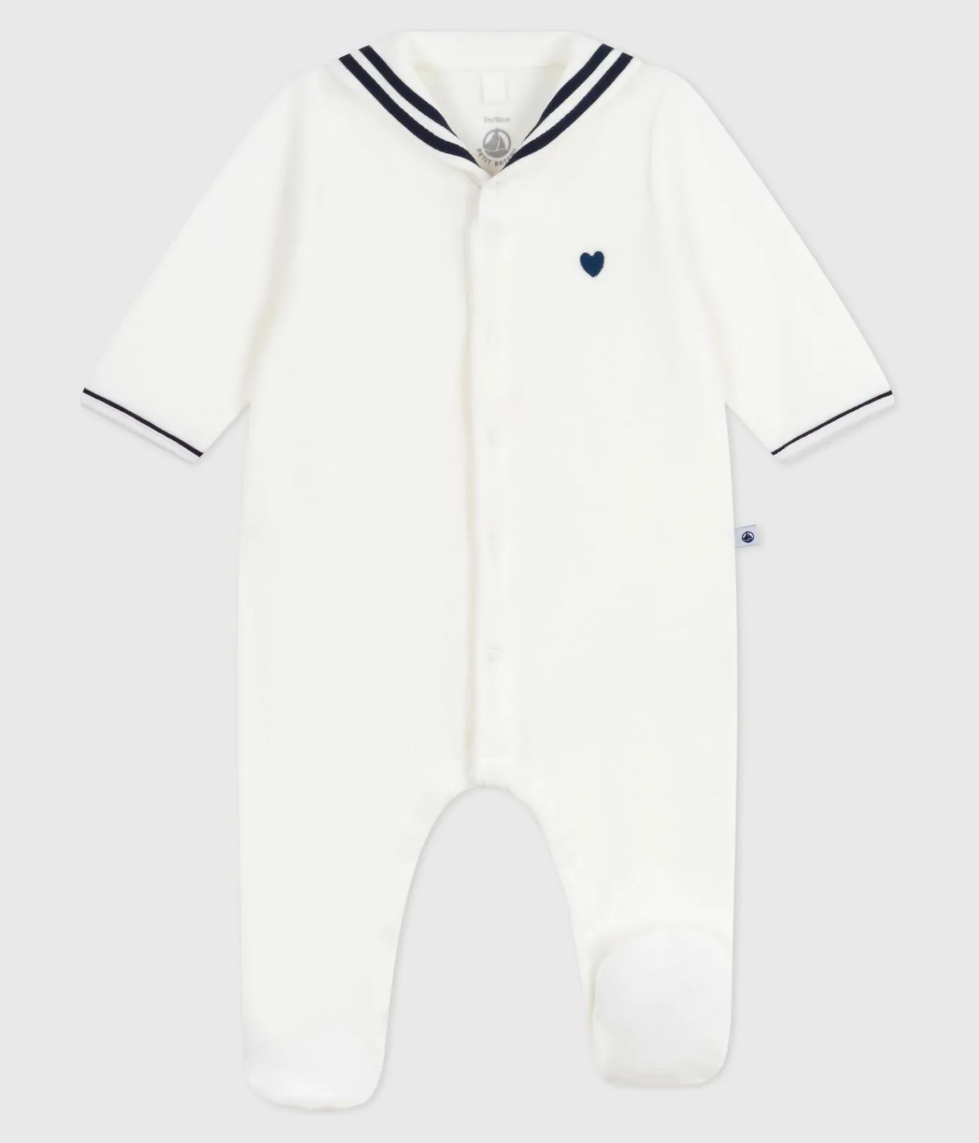 Petit Bateau Schlafanzüge, Strampler|Newborn*Strampler mit Matrosenkragen aus Nicki weiss MARSHMALLOW