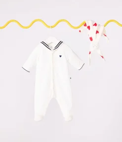 Petit Bateau Schlafanzüge, Strampler|Newborn*Strampler mit Matrosenkragen aus Nicki weiss MARSHMALLOW