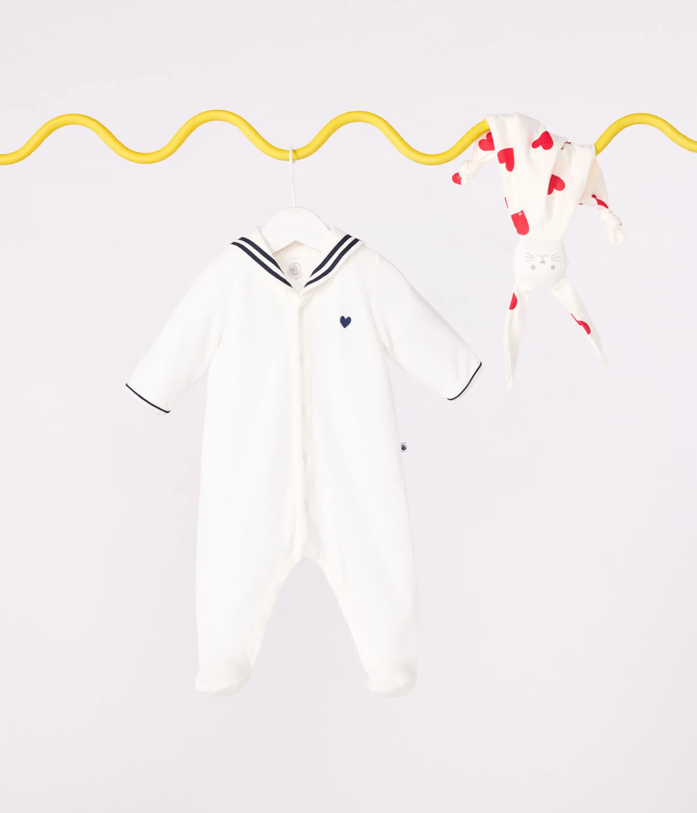 Petit Bateau Schlafanzüge, Strampler|Newborn*Strampler mit Matrosenkragen aus Nicki weiss MARSHMALLOW