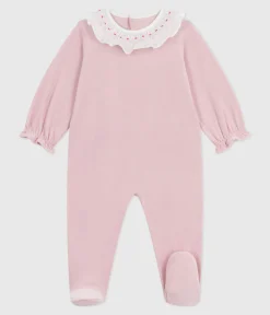 Petit Bateau Schlafanzüge, Strampler*Strampler mit rückseitiger Öffnung aus einfarbigem Nicki rosa JOLI