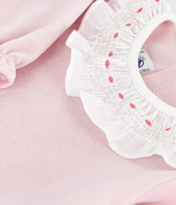Petit Bateau Schlafanzüge, Strampler*Strampler mit rückseitiger Öffnung aus einfarbigem Nicki rosa JOLI