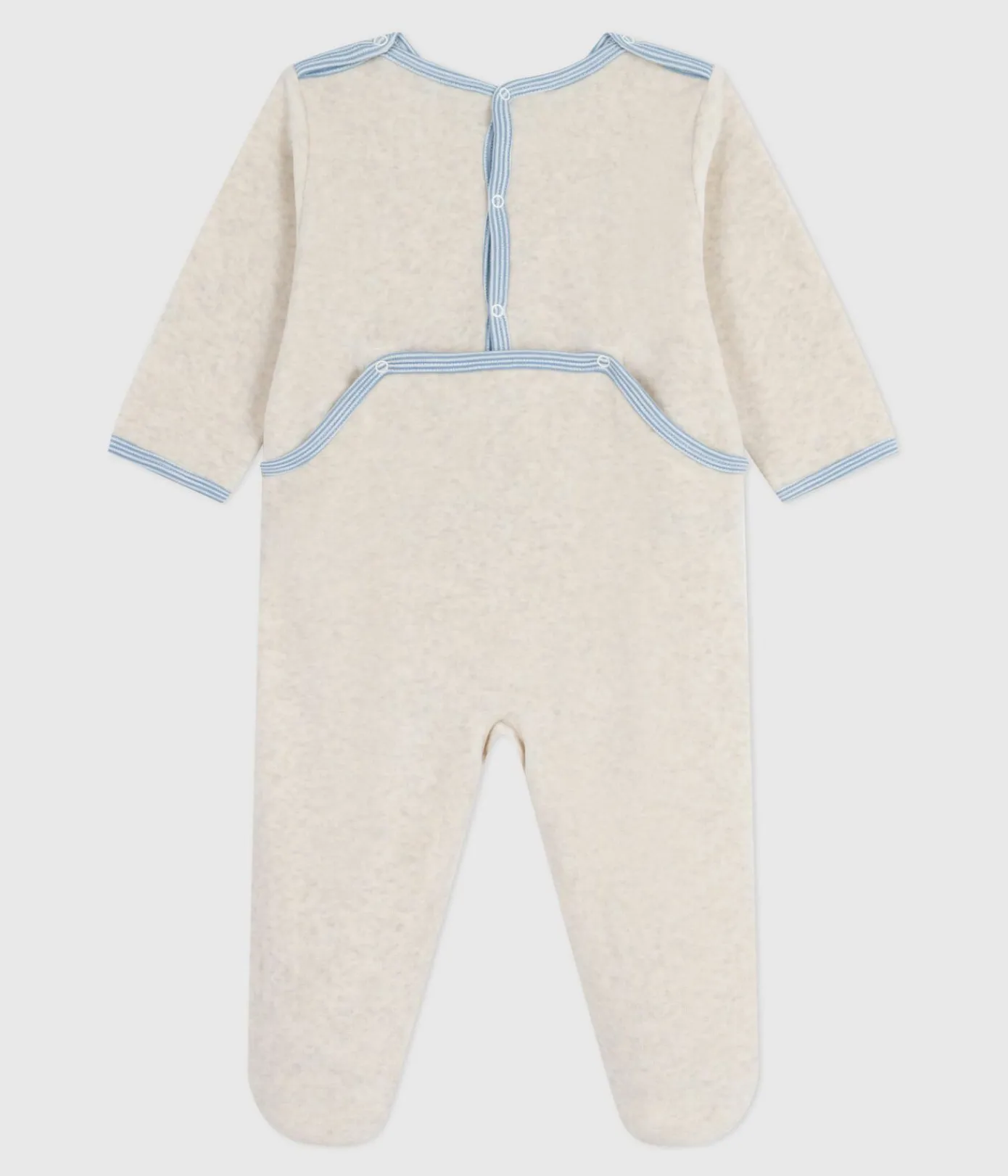 Petit Bateau Schlafanzüge, Strampler*Strampler mit rückseitiger Öffnung aus einfarbigem Nicki beige MONTELIMAR CHINE