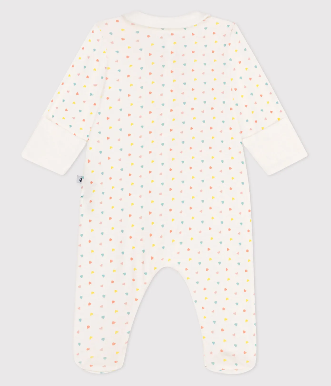 Petit Bateau Schlafanzüge, Strampler|Newborn*Strampler mit Reißverschluss-Kragen aus Baumwolle mit Herzmotiv weiss MARSHMALLOW/weiss MULTICO