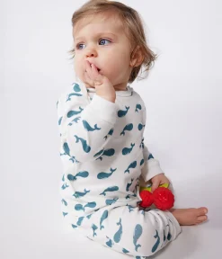 Petit Bateau Schlafanzüge, Strampler*Strampler ohne Druckknöpfe aus Baumwolle mit Walmotiven grün MARSHMALLOW/ DRAGONFLY