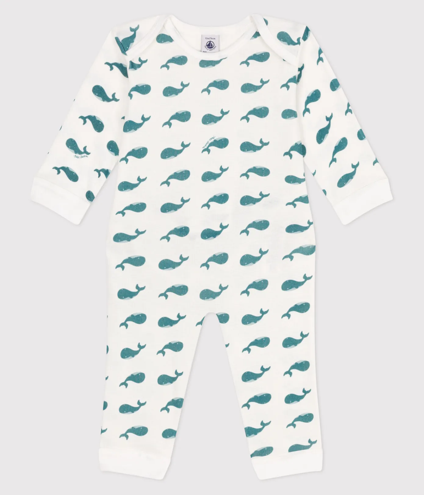 Petit Bateau Schlafanzüge, Strampler*Strampler ohne Druckknöpfe aus Baumwolle mit Walmotiven grün MARSHMALLOW/ DRAGONFLY