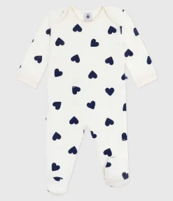 Petit Bateau Schlafanzüge, Strampler*Strampler ohne Druckköpfe aus Baumwolle mit Herzmotiv blau MILK/ SOIR