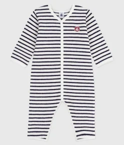 Petit Bateau Schlafanzüge, Strampler*Strampler ohne Füßchen aus Baumwolle mit Streifen blau MILK/ SOIR