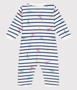 Petit Bateau Schlafanzüge, Strampler*Strampler ohne Füßchen aus Baumwolle mit Kragen und Paris-Motiv weiss ECUME/weiss MULTICO