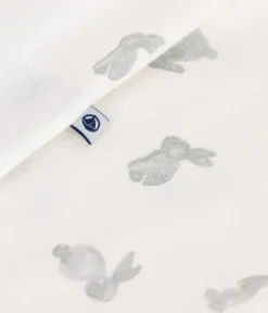 Petit Bateau Schlafanzüge, Strampler|Newborn*Strampler ohne Füßchen aus Baumwolle mit Hasen-Motiv weiss MARSHMALLOW/grau GRIS