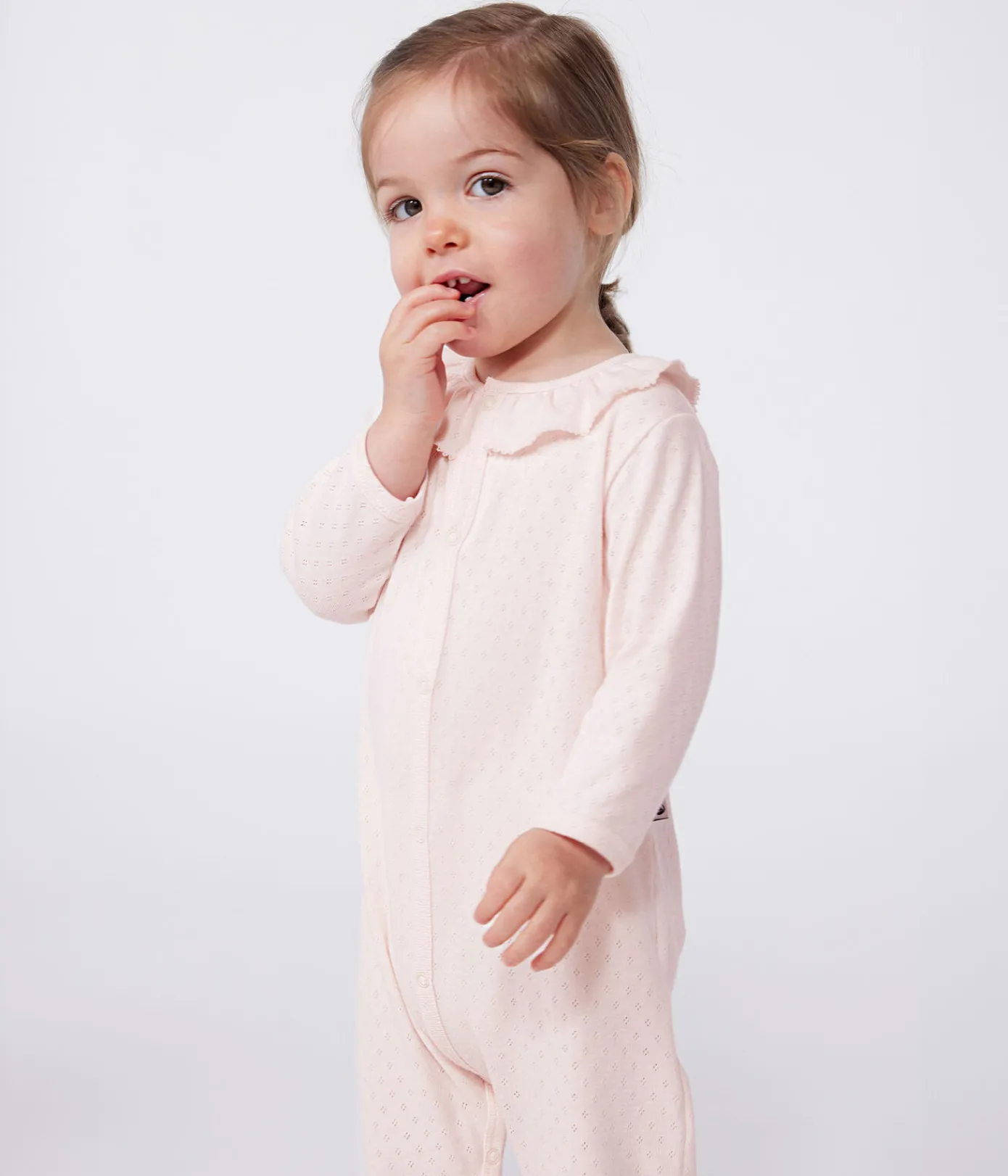 Petit Bateau Schlafanzüge, Strampler*Strampler ohne Füßchen aus Baumwolle mit Bubikragen rosa FLEUR