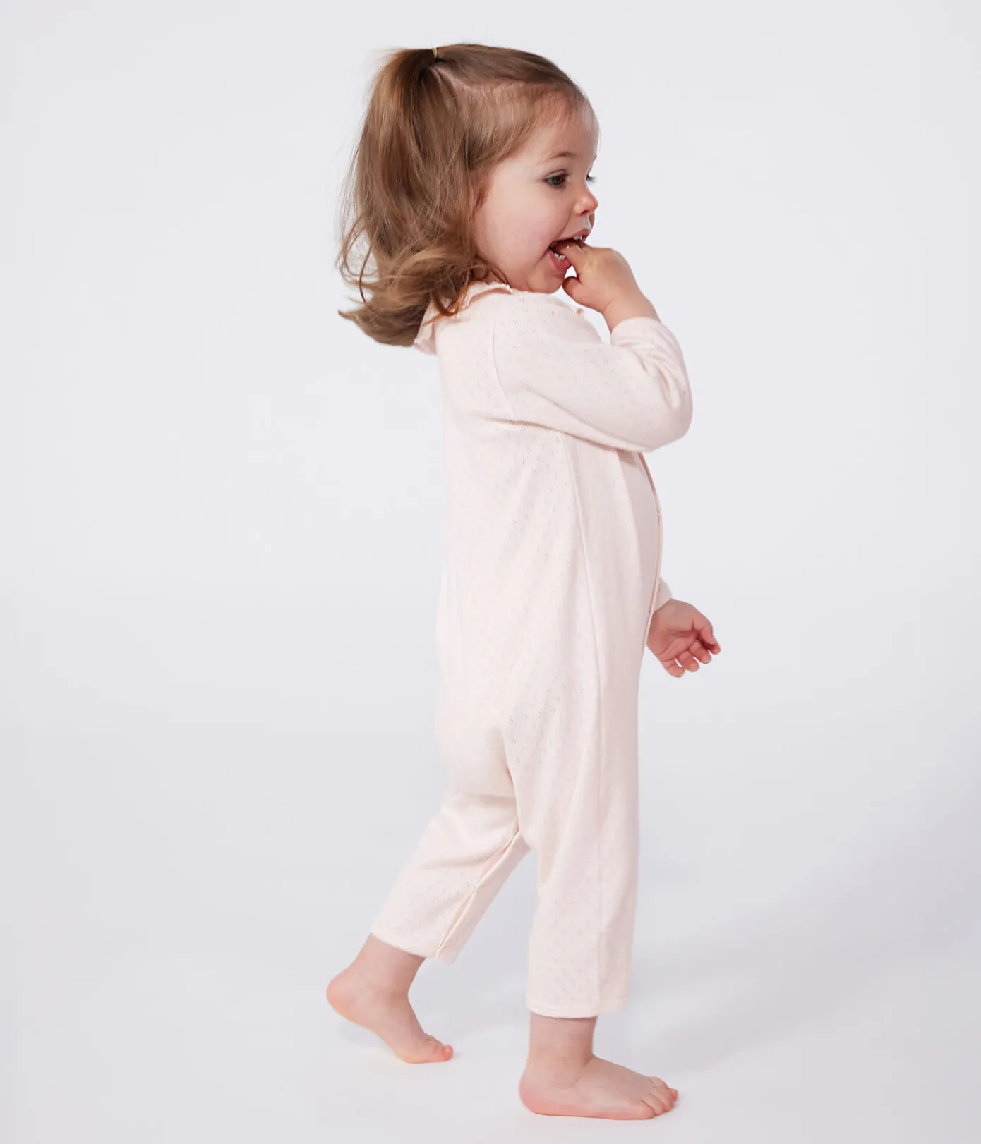 Petit Bateau Schlafanzüge, Strampler*Strampler ohne Füßchen aus Baumwolle mit Bubikragen rosa FLEUR