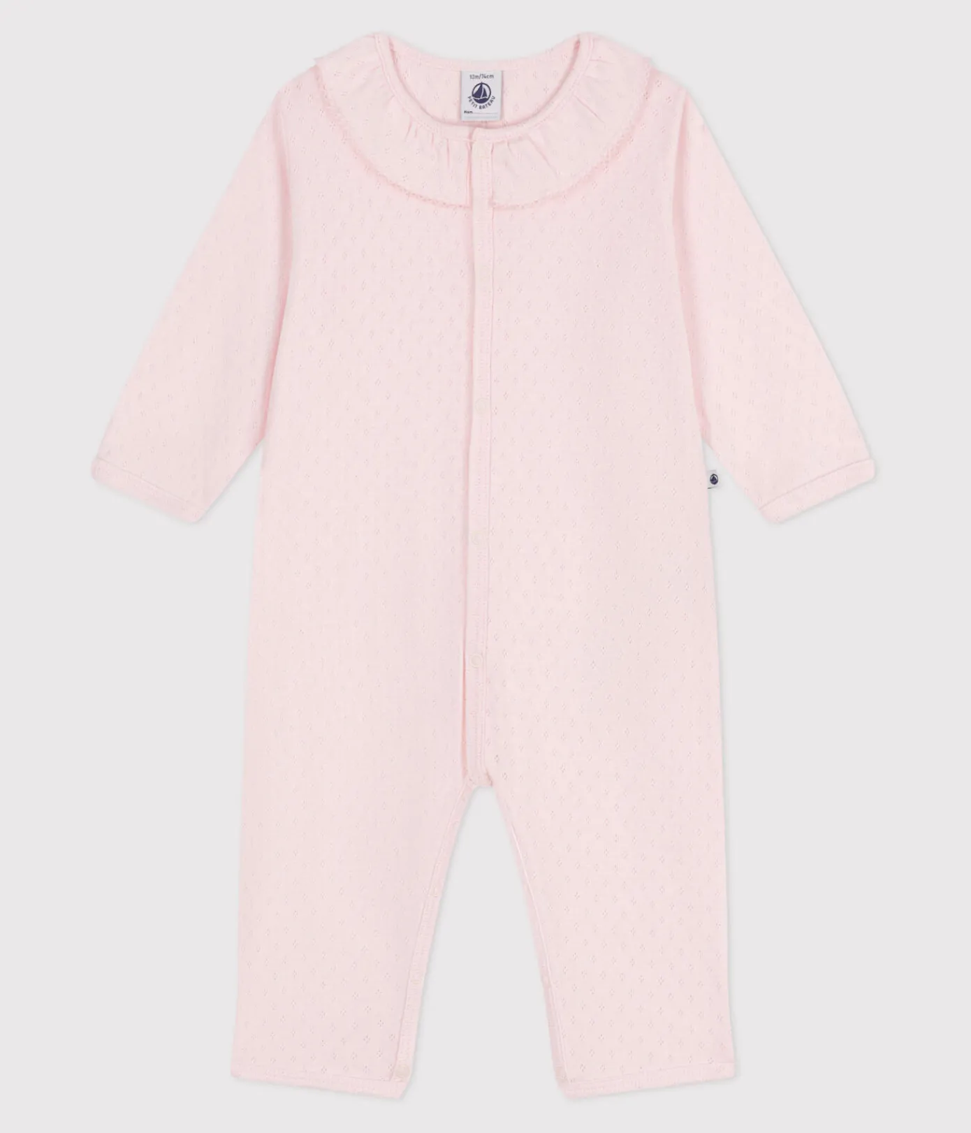 Petit Bateau Schlafanzüge, Strampler*Strampler ohne Füßchen aus Baumwolle mit Bubikragen rosa FLEUR