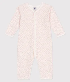 Petit Bateau Schlafanzüge, Strampler*Strampler ohne Füßchen aus Baumwolle mit Blumenmotiv MARSHMALLOW/ PANTY