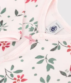 Petit Bateau Schlafanzüge, Strampler*Strampler ohne Füßchen aus Baumwolle mit Blumenmotiv rosa FLEUR/weiss MULTICO