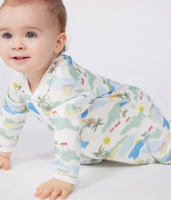 Petit Bateau Schlafanzüge, Strampler*Strampler ohne Füßchen aus bedruckter Baumwolle weiss MARSHMALLOW/weiss MULTICO