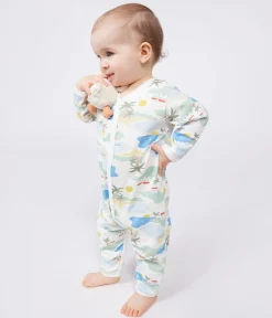 Petit Bateau Schlafanzüge, Strampler*Strampler ohne Füßchen aus bedruckter Baumwolle weiss MARSHMALLOW/weiss MULTICO