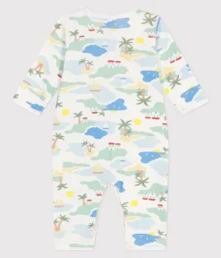 Petit Bateau Schlafanzüge, Strampler*Strampler ohne Füßchen aus bedruckter Baumwolle weiss MARSHMALLOW/weiss MULTICO